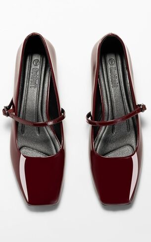 حذاء ماري جين مسطح نسائي مغلق بمقدمة مربعة حذاء باليه مسطح ومريح وسهل الارتداء in Kuwait