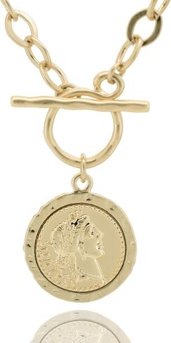 عملة مكتنزة العتيقة مطلية بالذهب سميكة ربط سلسلة الطبقات قلادة قلادة للنساء 18 بوصة العصرية تبديل سلسلة قلادة هدية للنساء in Kuwait