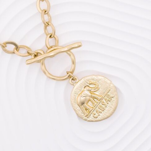 عملة مكتنزة العتيقة مطلية بالذهب سميكة ربط سلسلة الطبقات قلادة قلادة للنساء 18 بوصة العصرية تبديل سلسلة قلادة هدية للنساء in Kuwait