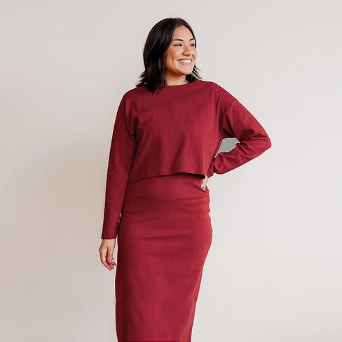 Of an Origin Women's Organic Cotton Maternity to Nursing & Beyond Long Sleeve Crop Top in Saudi Arabia