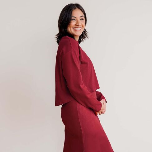 Of an Origin Women's Organic Cotton Maternity to Nursing & Beyond Long Sleeve Crop Top in Saudi Arabia