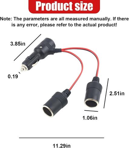 1 to 3 Car Cigarette Lighter Splitter Adapter, 15.19 Inch Cars Power Charger Port Socket 3-Way Splitter with Indicator Light, 12V/24V Cigarette Lighter Extension Cable with 15A Fuse (1 to 3) in Saudi Arabia