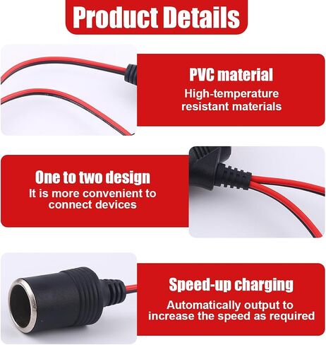 1 to 3 Car Cigarette Lighter Splitter Adapter, 15.19 Inch Cars Power Charger Port Socket 3-Way Splitter with Indicator Light, 12V/24V Cigarette Lighter Extension Cable with 15A Fuse (1 to 3) in Saudi Arabia