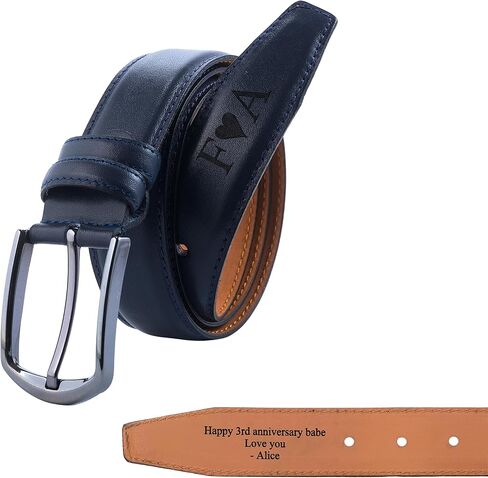 حزام جلد طبيعي مخصص للرجال - هدية فريدة من نوعها محفورة خصيصًا له وأعياد الميلاد واحتفالات الذكرى السنوية in Kuwait