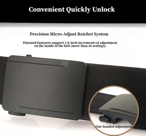 Men's Tactical Ratchet Belt, 1.5 Inch Heavy-Duty Nylon, Automatic Buckle with Cuttable Length for EDC CCW Casual Wear in Saudi Arabia