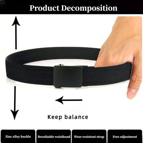 Men's Tactical Ratchet Belt, 1.5 Inch Heavy-Duty Nylon, Automatic Buckle with Cuttable Length for EDC CCW Casual Wear in Saudi Arabia