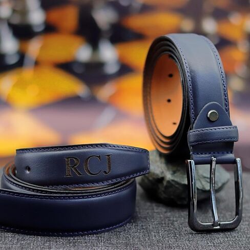 حزام جلد طبيعي مخصص للرجال - هدية فريدة من نوعها محفورة خصيصًا له وأعياد الميلاد واحتفالات الذكرى السنوية in Kuwait