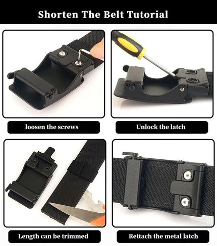 Men's Tactical Ratchet Belt, 1.5 Inch Heavy-Duty Nylon, Automatic Buckle with Cuttable Length for EDC CCW Casual Wear in Saudi Arabia