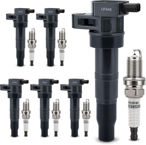 UF546 Ignition Coil & 4503 Double Iridium Spark Plug For 2010-2019 Hyundai Santa Fe XL Genesis Coupe Azera/Kia Sorento Sedona K900 V6 3.3L 3.5L 3.8L Replaces# 273013C000 GN10560 in Kuwait
