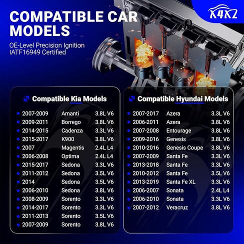 UF546 Ignition Coil & 4503 Double Iridium Spark Plug For 2010-2019 Hyundai Santa Fe XL Genesis Coupe Azera/Kia Sorento Sedona K900 V6 3.3L 3.5L 3.8L Replaces# 273013C000 GN10560 in Kuwait