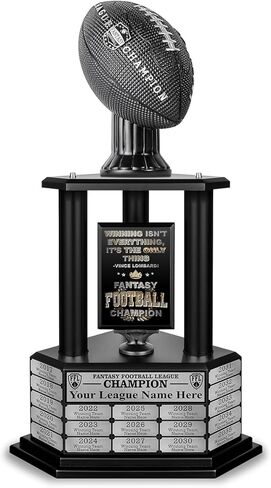 كأس TrophySmack Perpetual Fantasy لكرة القدم - الفائز بجائزة بطولة الكأس القابلة للتخصيص | نقش مجاني لما يصل إلى 19 عامًا من الفائزين السابقين، بطول 66 سم (أزرق وأسود) in Kuwait