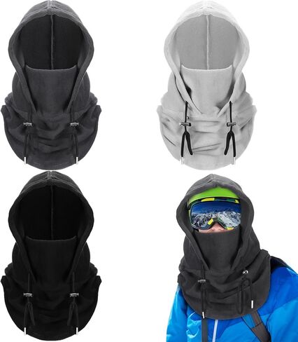 3 Pcs Over Helmet Balaclava Ski Mask Men Women Balaclava Windproof Fuzzy Face Mask Neck Warmer Scarf Helmet Hood in Saudi Arabia