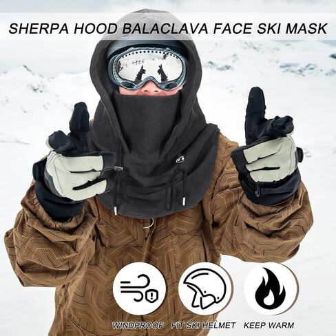 3 Pcs Over Helmet Balaclava Ski Mask Men Women Balaclava Windproof Fuzzy Face Mask Neck Warmer Scarf Helmet Hood in Saudi Arabia