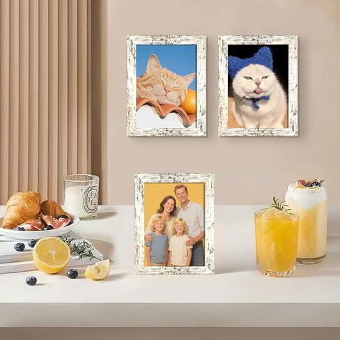 BESCRCL 8x10 Picture Frame Set of 6 High Definition Glass, Photo Frame for Wall or Tabletop, Engineered Wood, Distressed White in Kuwait