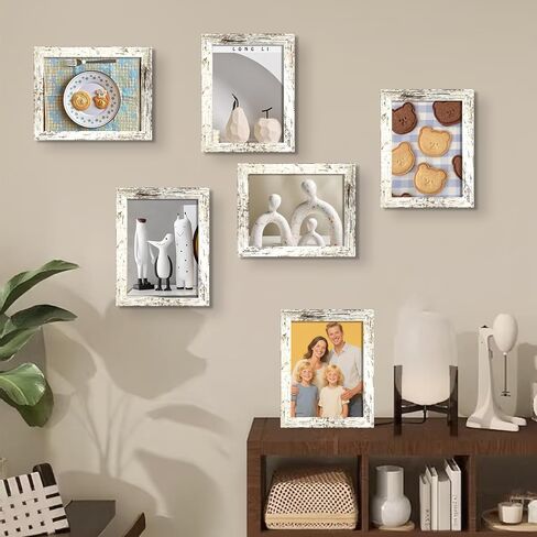 BESCRCL 8x10 Picture Frame Set of 6 High Definition Glass, Photo Frame for Wall or Tabletop, Engineered Wood, Distressed White in Kuwait
