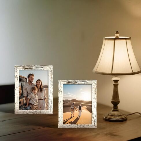 BESCRCL 8x10 Picture Frame Set of 6 High Definition Glass, Photo Frame for Wall or Tabletop, Engineered Wood, Distressed White in Kuwait