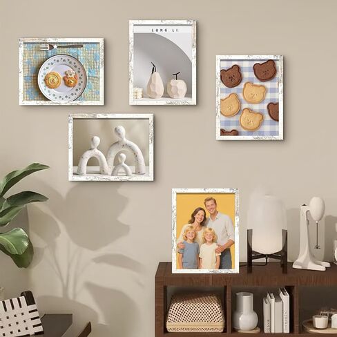 BESCRCL 8x10 Picture Frame Set of 6 High Definition Glass, Photo Frame for Wall or Tabletop, Engineered Wood, Distressed White in Kuwait