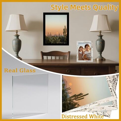 BESCRCL 8x10 Picture Frame Set of 6 High Definition Glass, Photo Frame for Wall or Tabletop, Engineered Wood, Distressed White in Kuwait