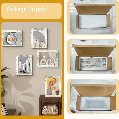 BESCRCL 8x10 Picture Frame Set of 6 High Definition Glass, Photo Frame for Wall or Tabletop, Engineered Wood, Distressed White in Kuwait