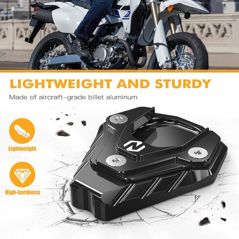NICECNC Black Extension Kickstand Side Stand Pad Compatible with Suzuki DRZ400S 2000-2024 DRZ400SM 2005-2024 See Fitment CNC-machined Extension Pad for Kickstand in Saudi Arabia