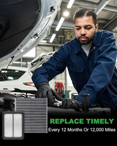 Activated Carbon Cabin & Engine Air Filter Set fit for Nissan Kicks L4-1.6L Gas (2018-2024), Versa L4-1.6L Gas (2020-2025), Replacement CF12312, CA12315 in Saudi Arabia