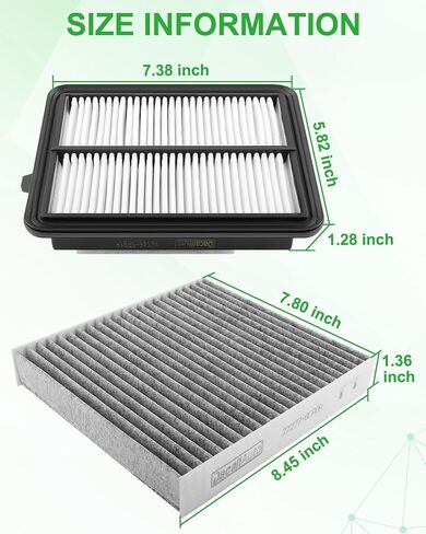 Activated Carbon Cabin & Engine Air Filter Set fit for Nissan Kicks L4-1.6L Gas (2018-2024), Versa L4-1.6L Gas (2020-2025), Replacement CF12312, CA12315 in Saudi Arabia