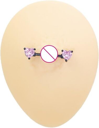 Kokoma 14G القلب كريستال حلقات الحلمة للنساء الوردي مكعب زركونيا الماس الحب القلب اللسان الدائري الحلمة درع الحديد الدائري بار nipplerings ثقب الأزياء مجوهرات الجسم in Saudi Arabia