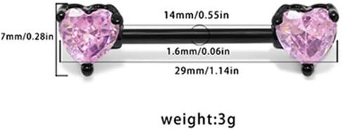 Kokoma 14G القلب كريستال حلقات الحلمة للنساء الوردي مكعب زركونيا الماس الحب القلب اللسان الدائري الحلمة درع الحديد الدائري بار nipplerings ثقب الأزياء مجوهرات الجسم in Saudi Arabia