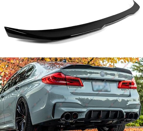 سبويلر خلفي متوافق مع 2017-2023 BMW G30 5 Series F90 M5، Pro Style Duckbill Trunk الخارجي ذو الركلة العالية الذيل غطاء الجناح يناسب 530e 530i 535i 540i 540d 550i M5 (أسود لامع) in Saudi Arabia