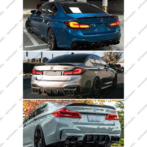 سبويلر خلفي متوافق مع 2017-2023 BMW G30 5 Series F90 M5، Pro Style Duckbill Trunk الخارجي ذو الركلة العالية الذيل غطاء الجناح يناسب 530e 530i 535i 540i 540d 550i M5 (أسود لامع) in Kuwait
