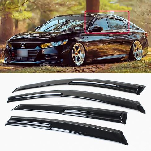 يناسب 2018-2021 هوندا أكورد JDM ثلاثية الأبعاد متموجة موجين نمط نافذة قناع المطر الحرس منحرف in Saudi Arabia