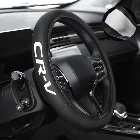 Leather Steering Wheel Cover with a Rubber Inner Ring fit for 14-15 Inch Breathable Lightweight Easy to Install Compatible with CRV(C1) in Saudi Arabia