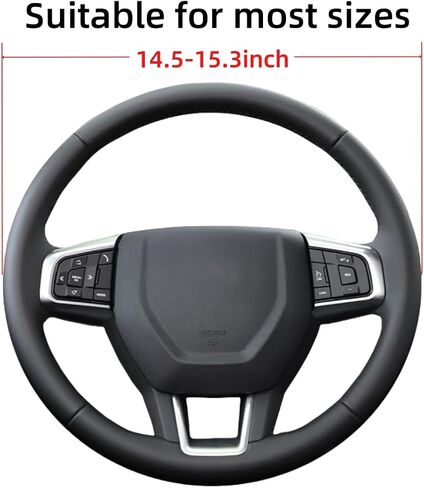 Leather Steering Wheel Cover with a Rubber Inner Ring fit for 14-15 Inch Breathable Lightweight Easy to Install Compatible with CRV(C1) in Saudi Arabia
