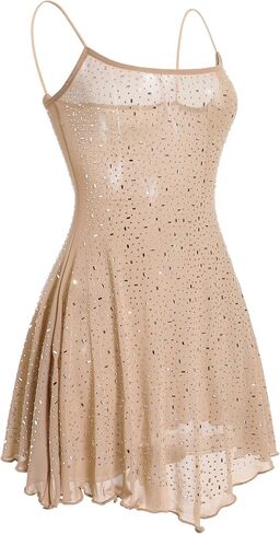 Women Sparkle Rhinestones Dress Sheer Scoop Neck Glitter Mini Dresses for Rave Night Party Homecoming Summer in Saudi Arabia
