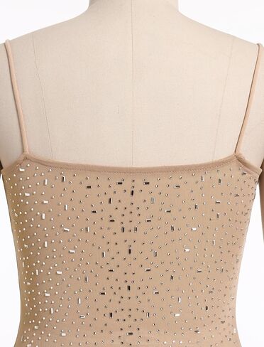 Women Sparkle Rhinestones Dress Sheer Scoop Neck Glitter Mini Dresses for Rave Night Party Homecoming Summer in Saudi Arabia