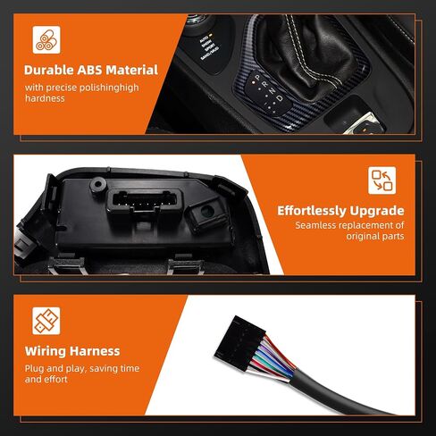 Transmission Shifter Bezel with Harness Compatible with 2014-2018 Jeep Cherokee Replace 5YD27LS5AA 68413957AA 601-401 (Black) in Saudi Arabia