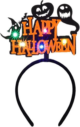EARENT Light Up Halloween Headband Led Black Ghost Bat Hair Bands Glowing Headpiece Hair Hoops Happy Halloween Party Decorations Hair Accessories for Women in Saudi Arabia