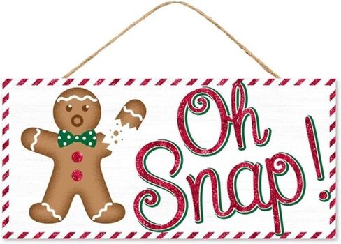 Craig Bachman، لافتة خشبية مقاس 30.48 سم × 15.24 سم: Oh Snap Gingerbread - Ginger Bread Man Christmas Wood Wall Door Hanger Sign in Saudi Arabia