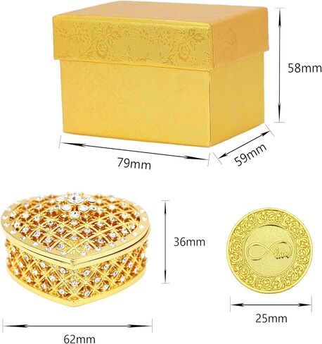 TINGKU 13 English Words Wedding Arras Unity Coins Set with Heart Shaped Box, Arras Para Boda Catolica, Arras De Boda Catolica for Wedding Ceremony, Arras de Boda Cristiana - Gold Coins in Kuwait