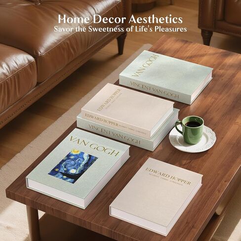 Decorative Books for Home Decor Aesthetic, Set of 2 Linen Fake Books for Coffee Table Decoration, Modern Faux Book Bookshelf Decor Photo Storage Box in Saudi Arabia