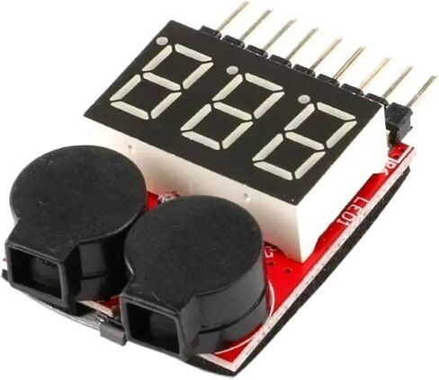 1-8S Lipo Li-ion Fe Battery Voltage 2IN1 Indicator Tester Low Voltage Buzzer Alarm Car Boat LED 3.7-30V Dual Speaker in Saudi Arabia