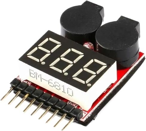 1-8S Lipo Li-ion Fe Battery Voltage 2IN1 Indicator Tester Low Voltage Buzzer Alarm Car Boat LED 3.7-30V Dual Speaker in Saudi Arabia