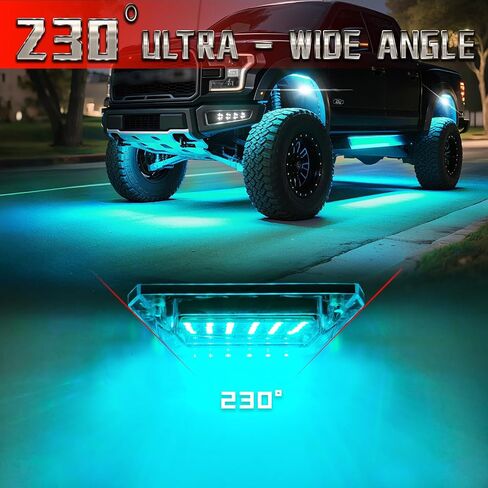 8 Pods Full Angle RGBW LED Rock Lights for Truck ATV UTV RZR SXS Jeeps Van RV Offroad,Waterproof Multicolor Neon Underglow Kit with APP/RF Remote&Brake Red Function, 12V Pure White Underbody Lights in Saudi Arabia