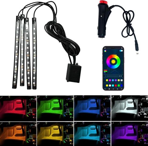 LED Multi-Color Music Car Interior, Ambient Lighting, Floor Lights, Car Lights, High Brightness, Gradient Mode Fits Most Sedans, SUVs, Trucks, And Vans (48LED, Remote Control+USB) in Saudi Arabia