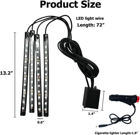 LED Multi-Color Music Car Interior, Ambient Lighting, Floor Lights, Car Lights, High Brightness, Gradient Mode Fits Most Sedans, SUVs, Trucks, And Vans (48LED, Remote Control+USB) in Saudi Arabia