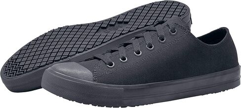 Shoes for Crews Delray, Men's, Women's, Unisex Leather Work Shoes, Slip Resistant, Water Resistant, Black, Men's 3.5 / Women's 5 in Kuwait