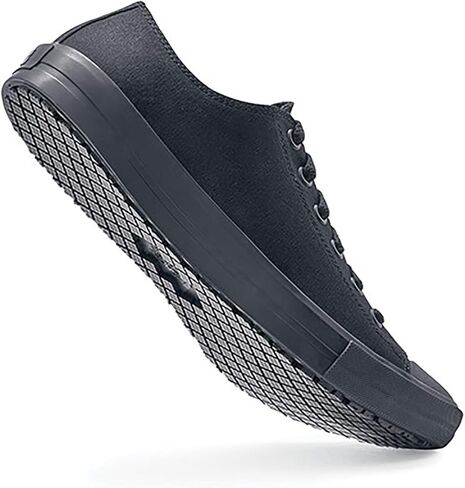 Shoes for Crews Delray, Men's, Women's, Unisex Leather Work Shoes, Slip Resistant, Water Resistant, Black, Men's 3.5 / Women's 5 in Kuwait