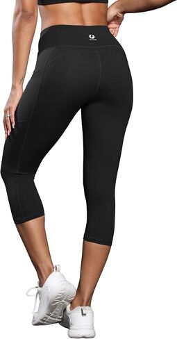 High Waisted Flex Yoga Capris for Women with Pockets Running Pilates Fitness Leggings Cropped Workout Pants in Saudi Arabia