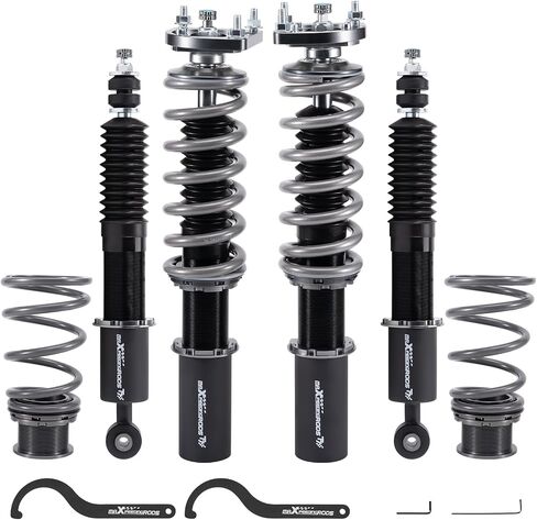 maxpeedingrods Racing Coilover لفورد موستانج 1994-2004، طقم تعليق كويلوفيرز قابل للتعديل بـ 24 مستوى، دعامات امتصاص الصدمات قابلة للتعديل، طقم خفض السباق T7، أسود in Kuwait