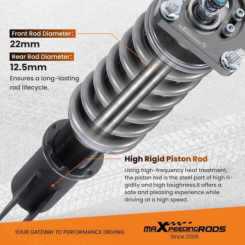 maxpeedingrods Racing Coilover لفورد موستانج 1994-2004، طقم تعليق كويلوفيرز قابل للتعديل بـ 24 مستوى، دعامات امتصاص الصدمات قابلة للتعديل، طقم خفض السباق T7، أسود in Kuwait